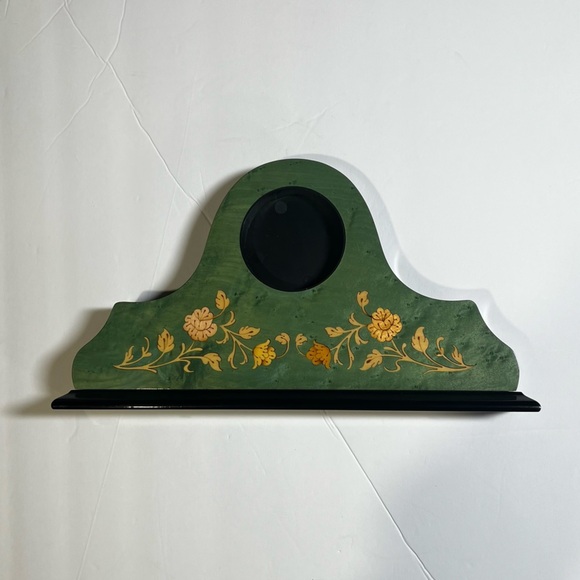 Green Italian Inlaid Mantle Clock Floral New Vintage - Picture 2 of 11